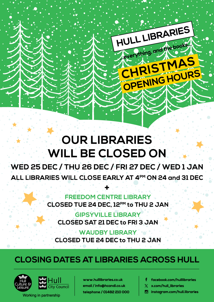 hull libraries christmas opening hours 2024